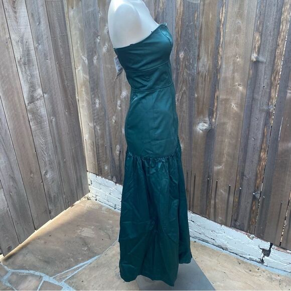 NWT ZARA GREEN TOPSTITCHED STRAPLESS MAXI DRESS size small - Picture 15 of 16